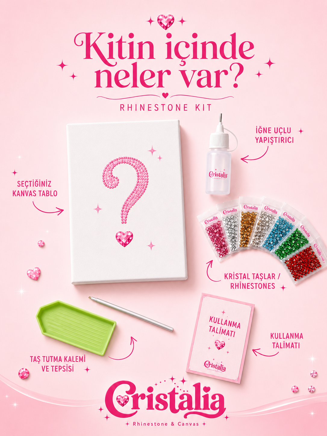 Kiraz Işıltısı Rhinestone Kanvas Kiti